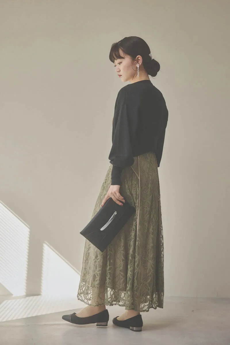 カーキのパイピングビスチェレースドレス