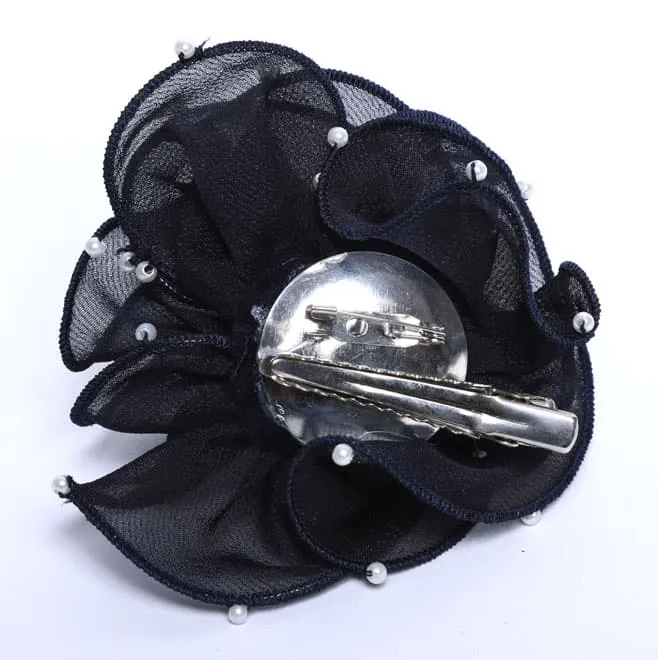 パール付きネイビーコサージュ