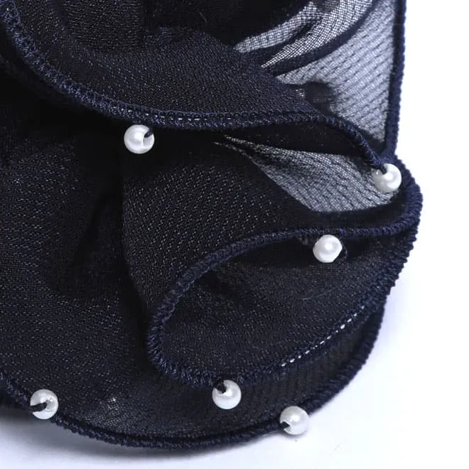 パール付きネイビーコサージュ