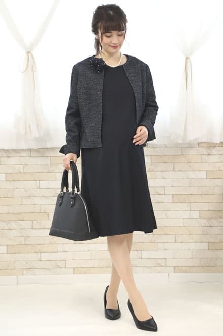 パール付きネイビーコサージュ