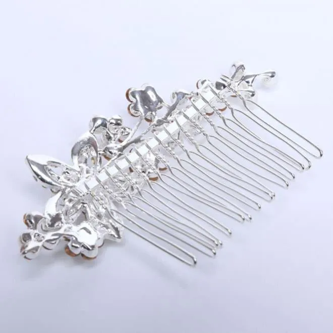 パールとビジューのフラワーコーム