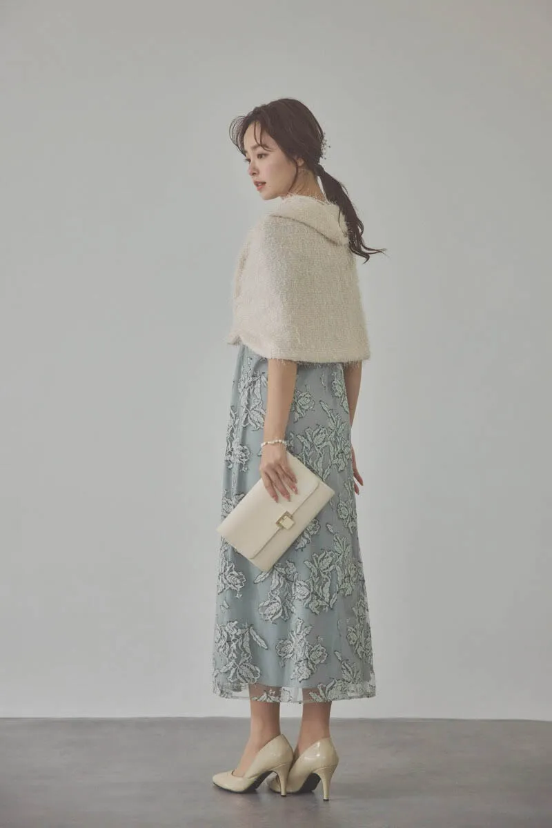 ミントのローズレースレイヤードドレス