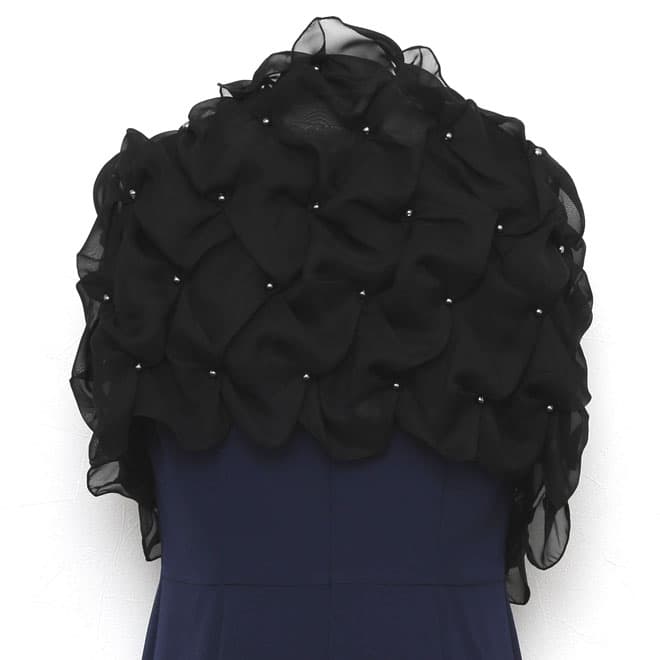 ブラックのフリルシフォンストール