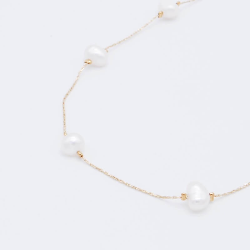 淡水パール×ゴールドチェーンのネックレス