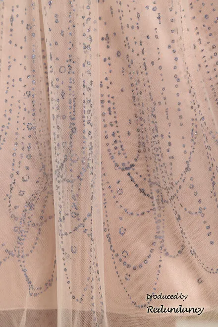 ネイビー×ピンクの背中編み上げスパンコールドレス