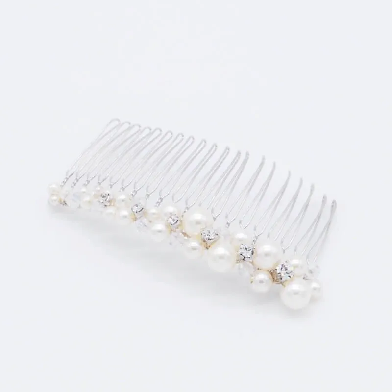 パール×ビジューのヘアコーム(シルバー)