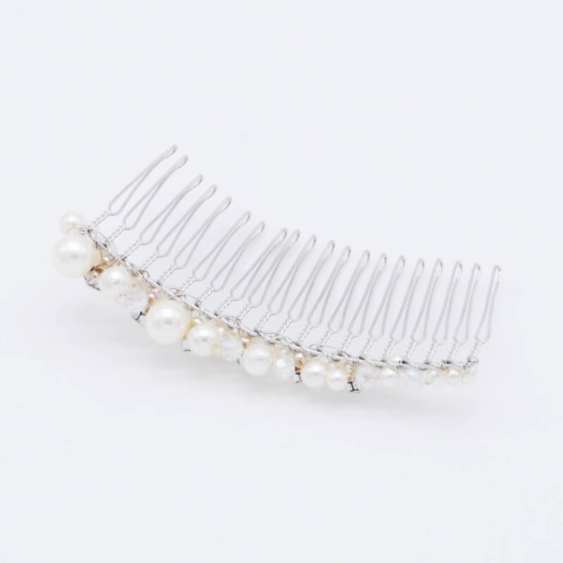 パール×ビジューのヘアコーム(シルバー)