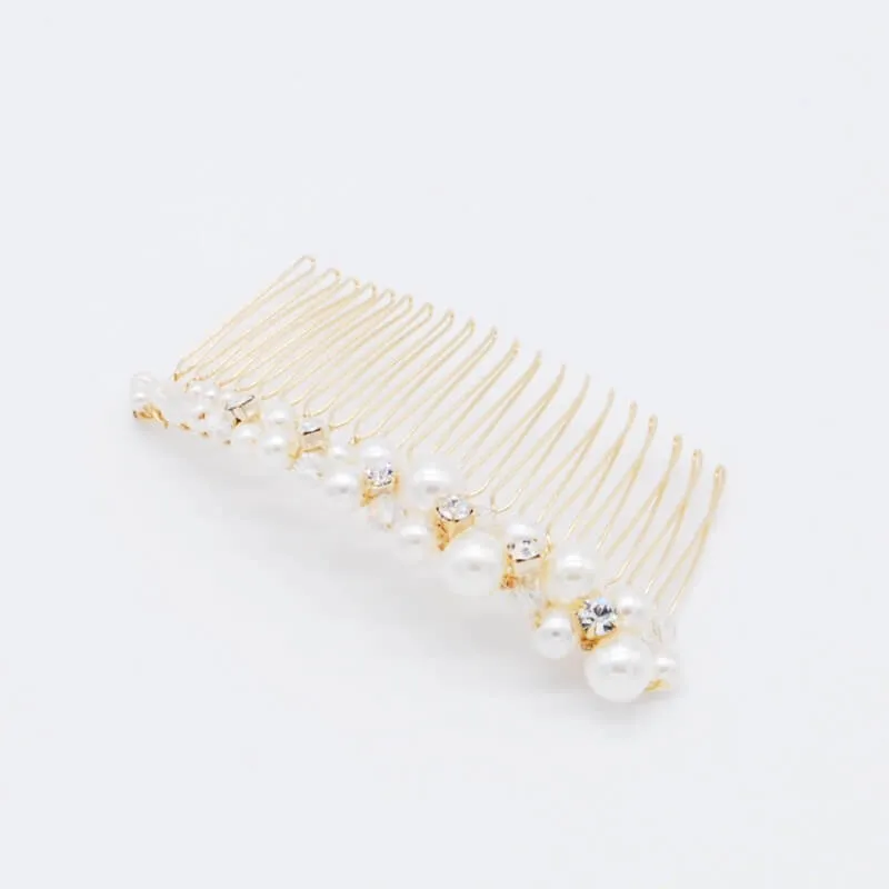 パール×ビジューのヘアコーム(ゴールド)