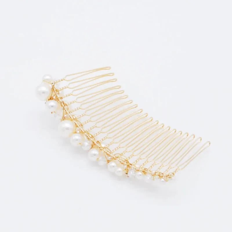 パール×ビジューのヘアコーム(ゴールド)