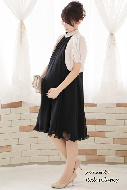 ブラック×ゴールドのハイネック刺繍アメリカンスリーブドレス