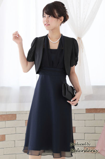 ネイビーのビジューストラップラメドレス