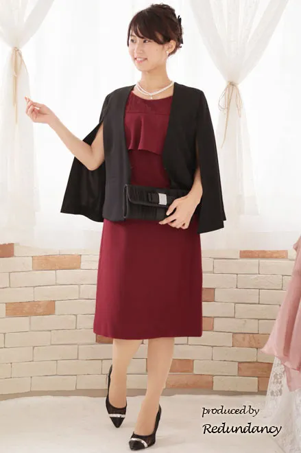 レッドのオープンショルダー2wayドレス