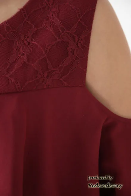 レッドのオープンショルダー2wayドレス