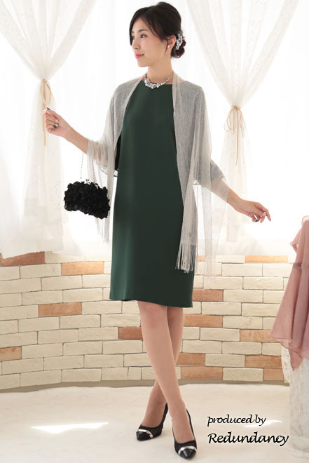 グリーンの2way袖リボンIラインドレス