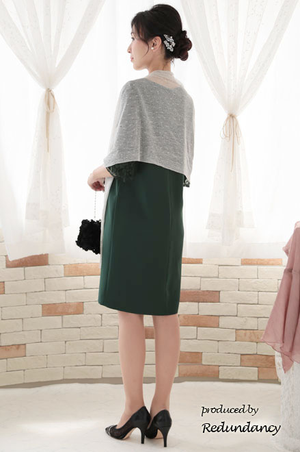 グリーンの2way袖リボンIラインドレス