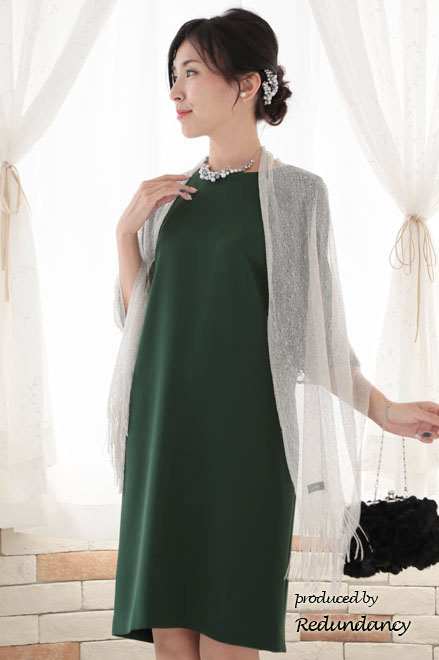 グリーンの2way袖リボンIラインドレス