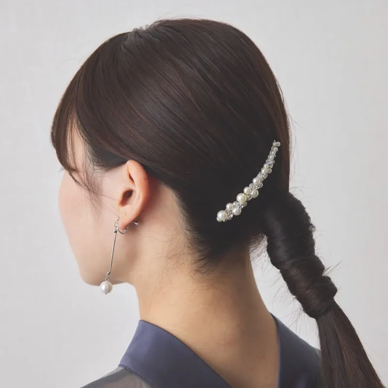 パール×ビジューのヘアコーム(シルバー)