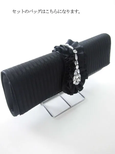 ネイビーの変形リボンロングドレスコーディネートセット