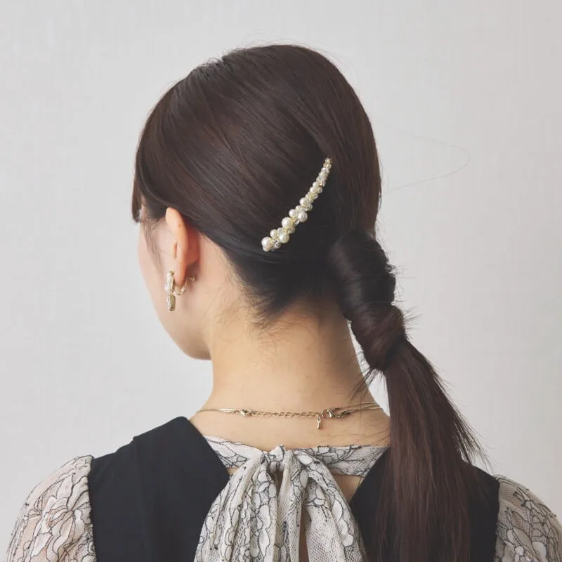 パール×ビジューのヘアコーム(ゴールド)