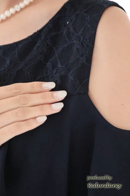 ネイビーのオープンショルダー2wayドレス