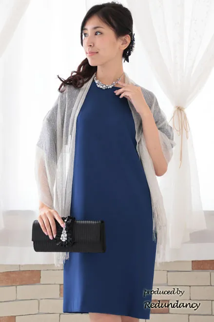 ブルーのリボン風スリーブドレス