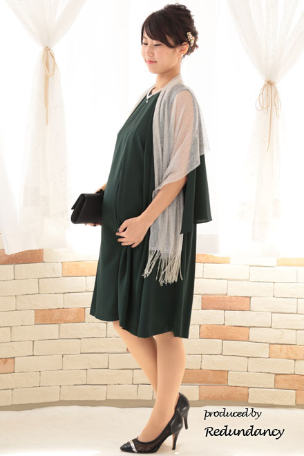 モスグリーンの2wayケープ付きノースリーブドレス