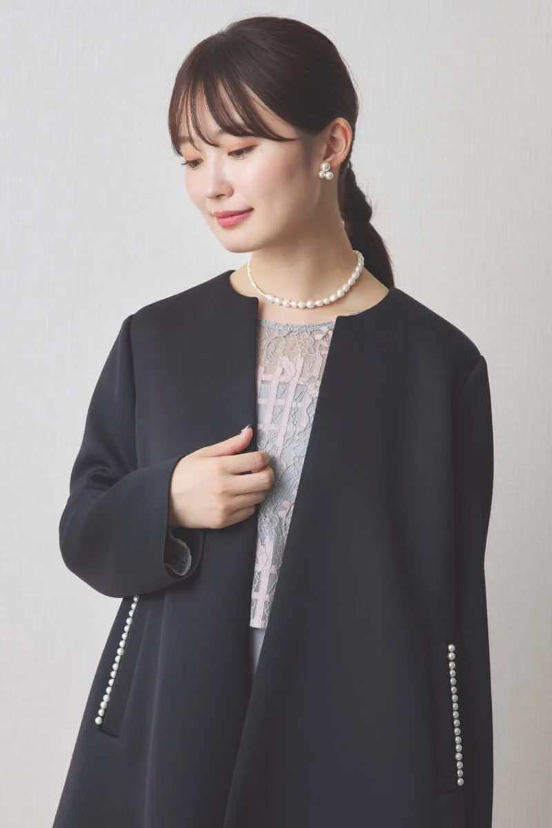 ブラックのパールボンディングコート