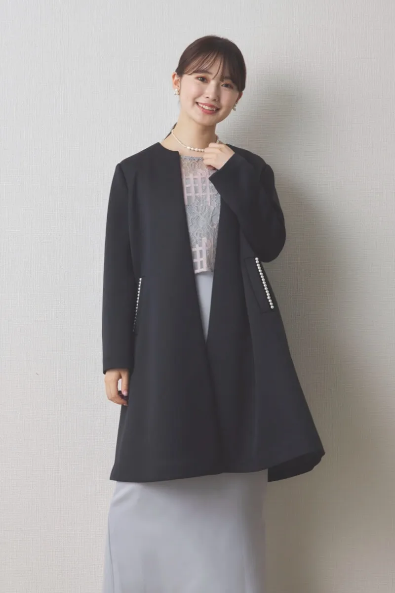 ブラックのパールボンディングコート