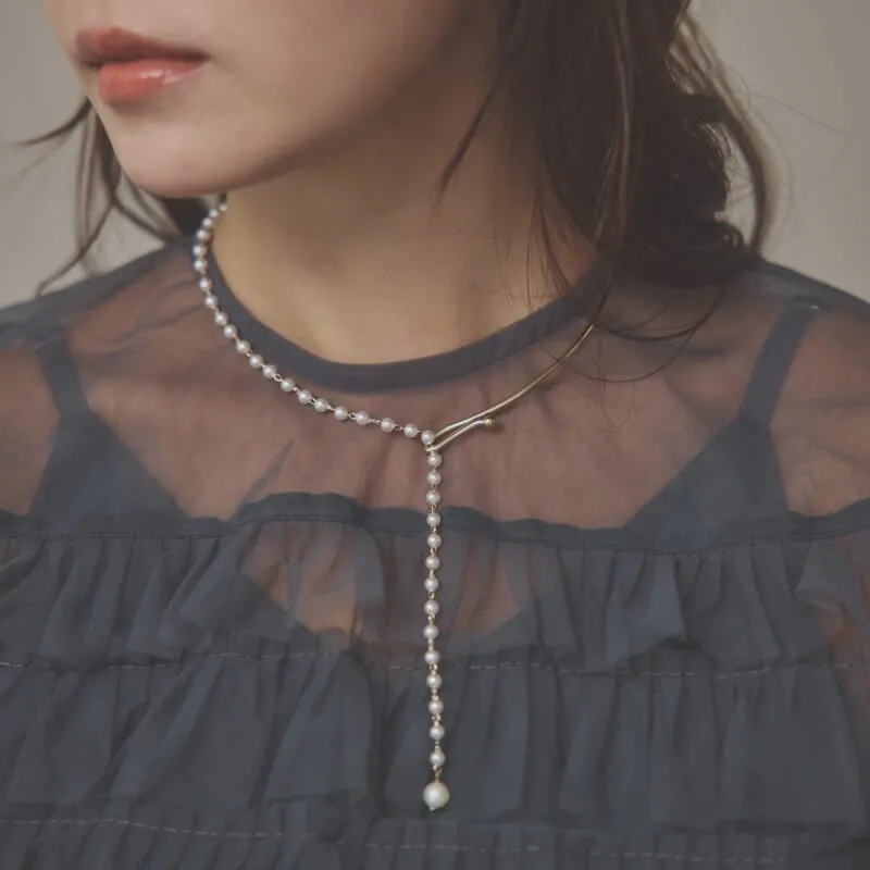 ゴールド×パールのフックチョーカー