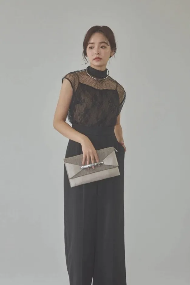 シルバーのメタルチョーカー×スネークネックレス