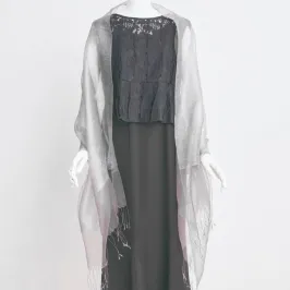 シルバー×ブラウンのラメ入りオーガンジーストール