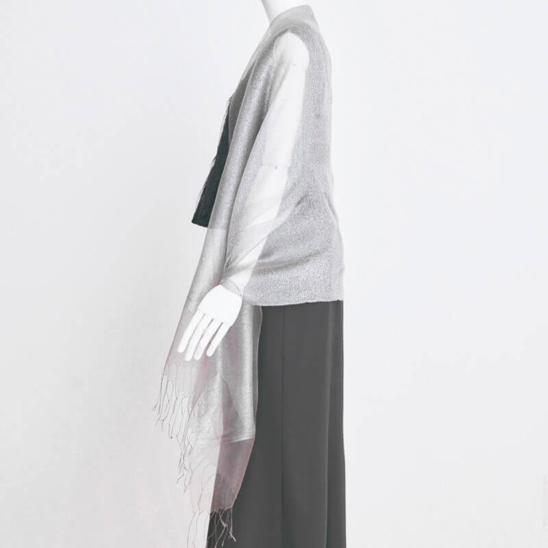 シルバー×ブラウンのラメ入りオーガンジーストール