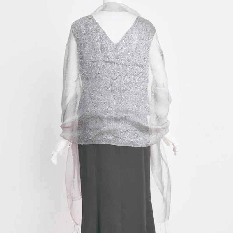 シルバー×ブラウンのラメ入りオーガンジーストール