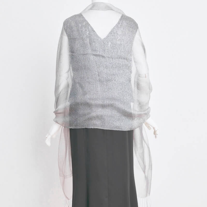 シルバー×ブラウンのラメ入りオーガンジーストール