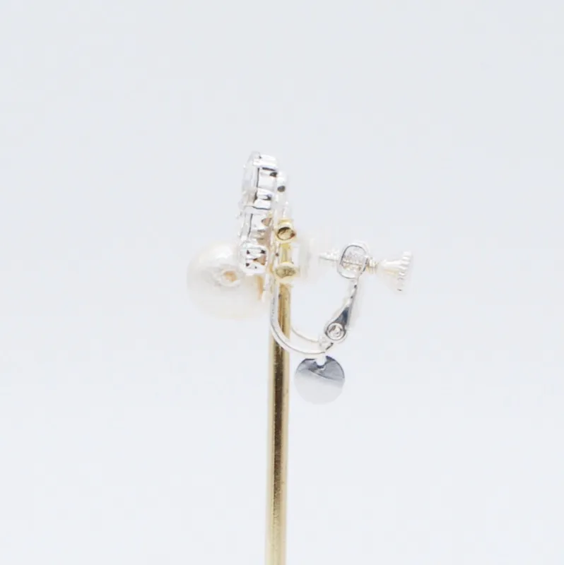 コットンパール×ビジューのイヤリング