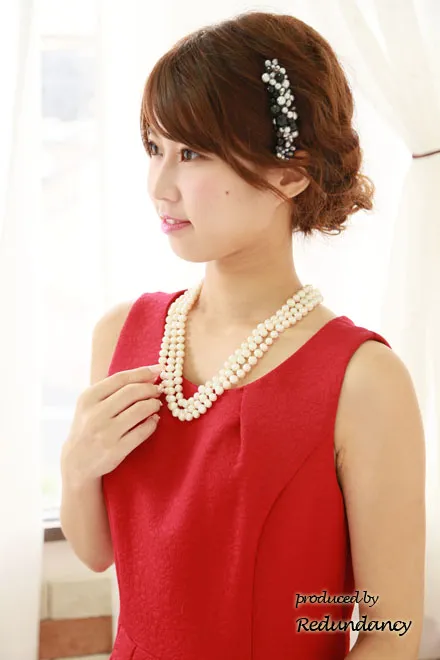 ワインレッド&シルバーパールのコーム