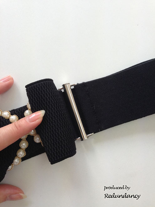 ブラックのパール付リボンベルト