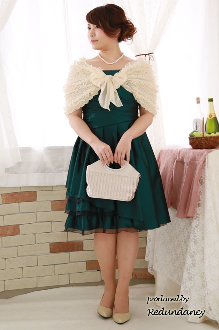 ライトベージュのスパンコール付フリルストール