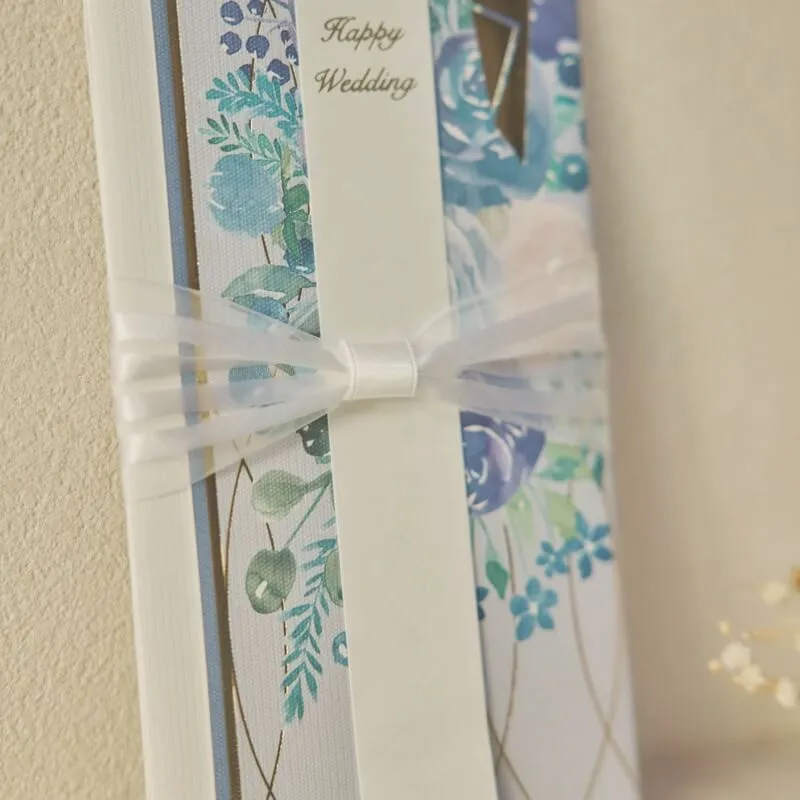 ブルーのリボンブルーム金封祝儀袋