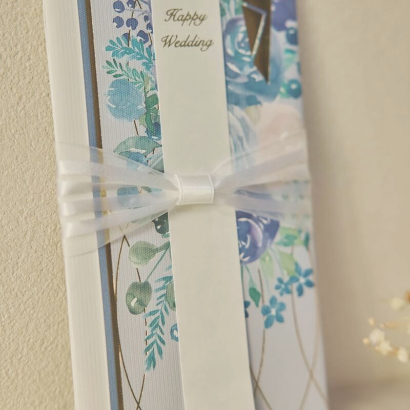 ブルーのリボンブルーム金封祝儀袋