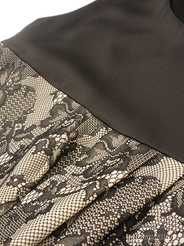 ブラック×ベージュの花柄レースのひざ丈ドレスコーディネートセット