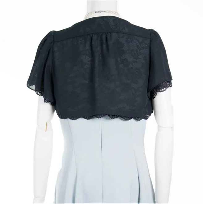 ネイビーのリバーシブルボレロ