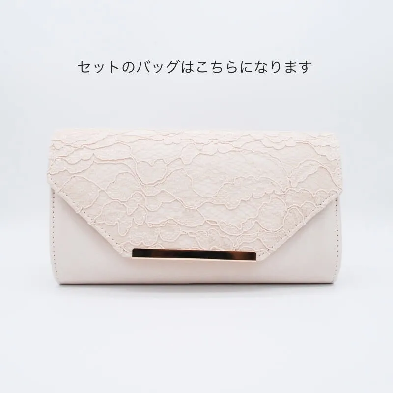 ピンクのプリーツシフォンドレスコーディネートセット