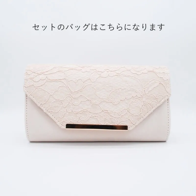 ネイビーのシャンタンレースドレスコーディネートセット