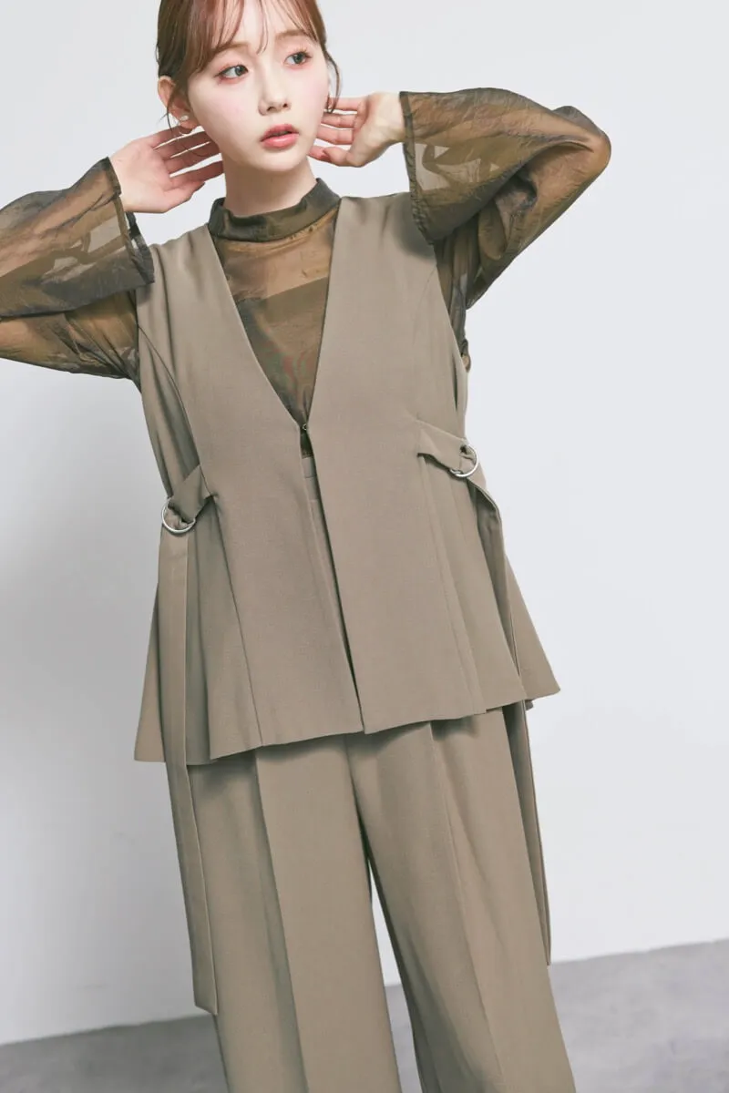 ブラウンのアーバンレイヤーオールインワンスーツ