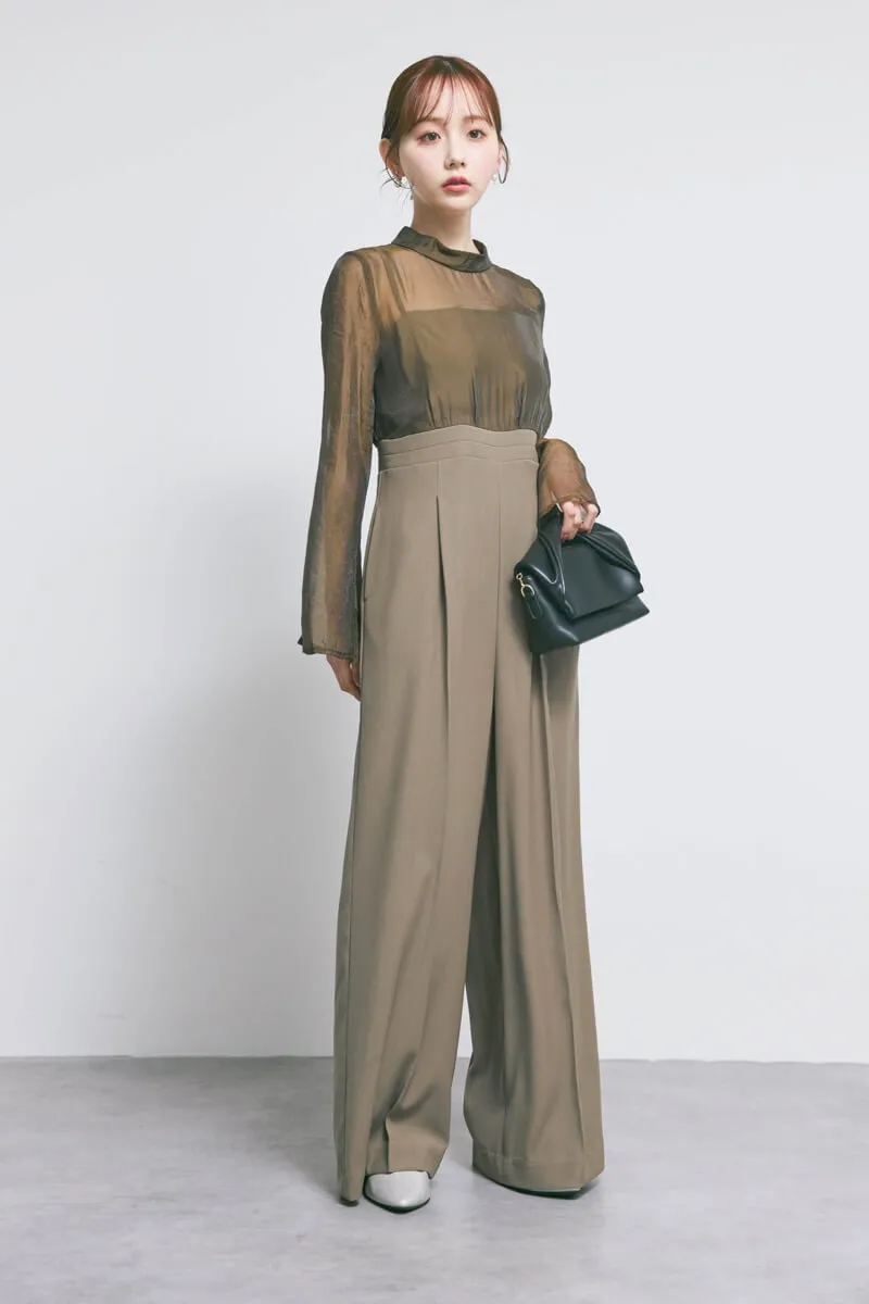 ブラウンのアーバンレイヤーオールインワンスーツ