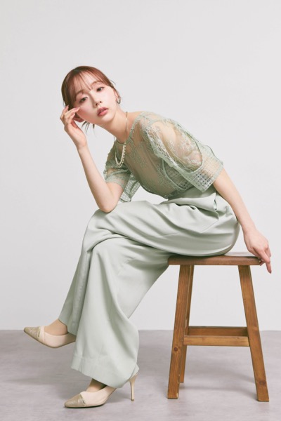 ミントグリーンのパネルレースドッキングコンビネーション