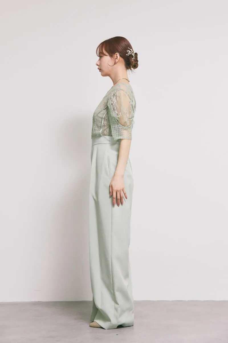 ミントグリーンのパネルレースドッキングコンビネーション