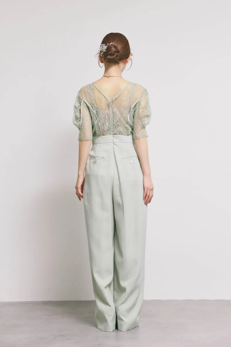 ミントグリーンのパネルレースドッキングコンビネーション