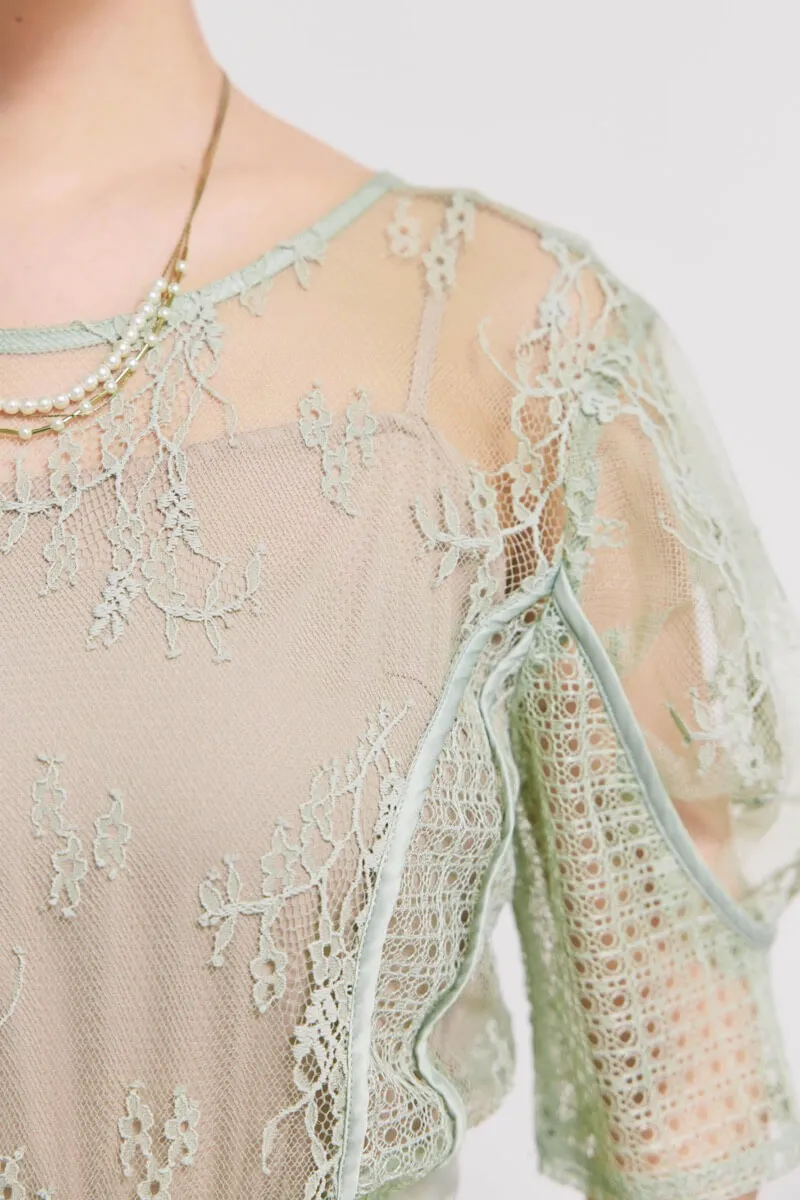 ミントグリーンのパネルレースドッキングコンビネーション